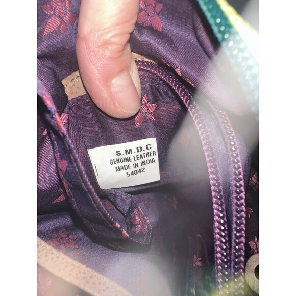 Anuschka Hand Painted Leather Handbag Peacock Floral Design Crossbody Purse - Picture 10 of 15